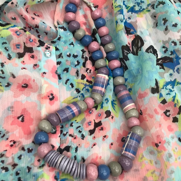 Beautiful vintage hand strung ceramic chunky beaded necklace - Picture 3 of 6